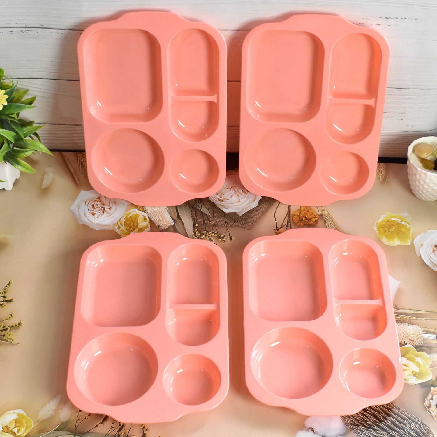 5-Compartment Food Plates – Unbreakable & Multicolor Set | Jiaqi Secondary image