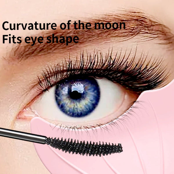 The multifunctional curved silicone eyeliner stencil shown with its applicator features.