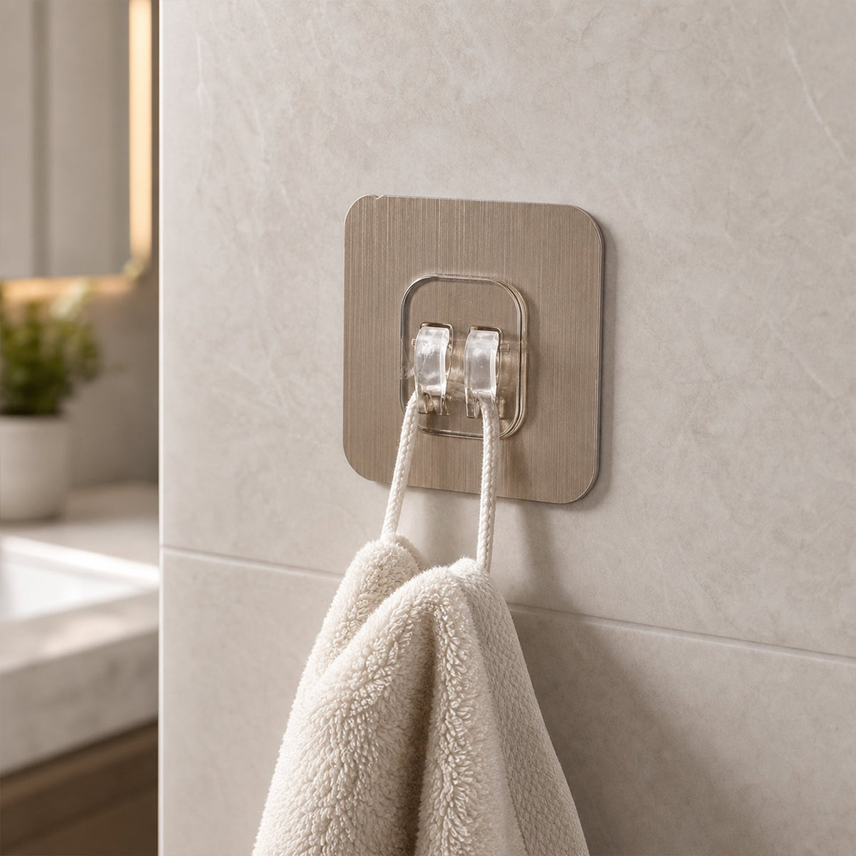 Strong adhesive plastic wall hook for bathroom or kitchen use Main image
