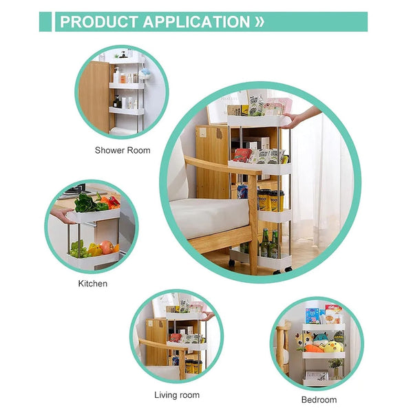 Rolling kitchen organizer trolley for pantry and utensils