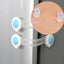 White Baby Safety Strap Lock securely fastened on a cabinet door, showing its childproof design.