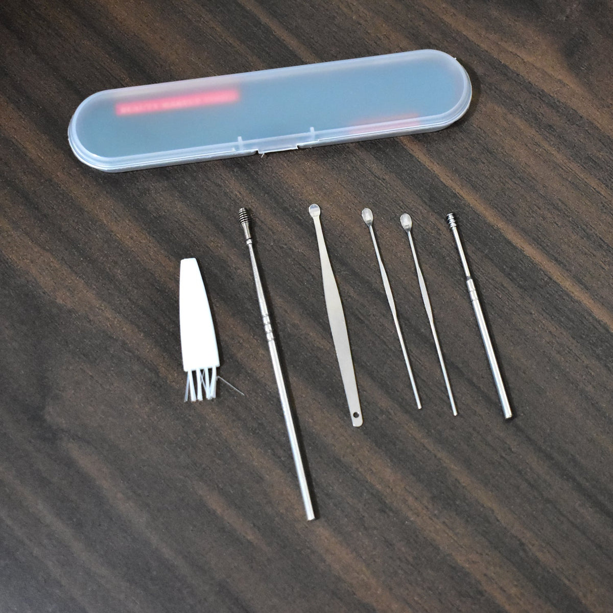 Complete 6-piece Earwax Removal Kit with stainless steel tools and a sleek portable case. Main image