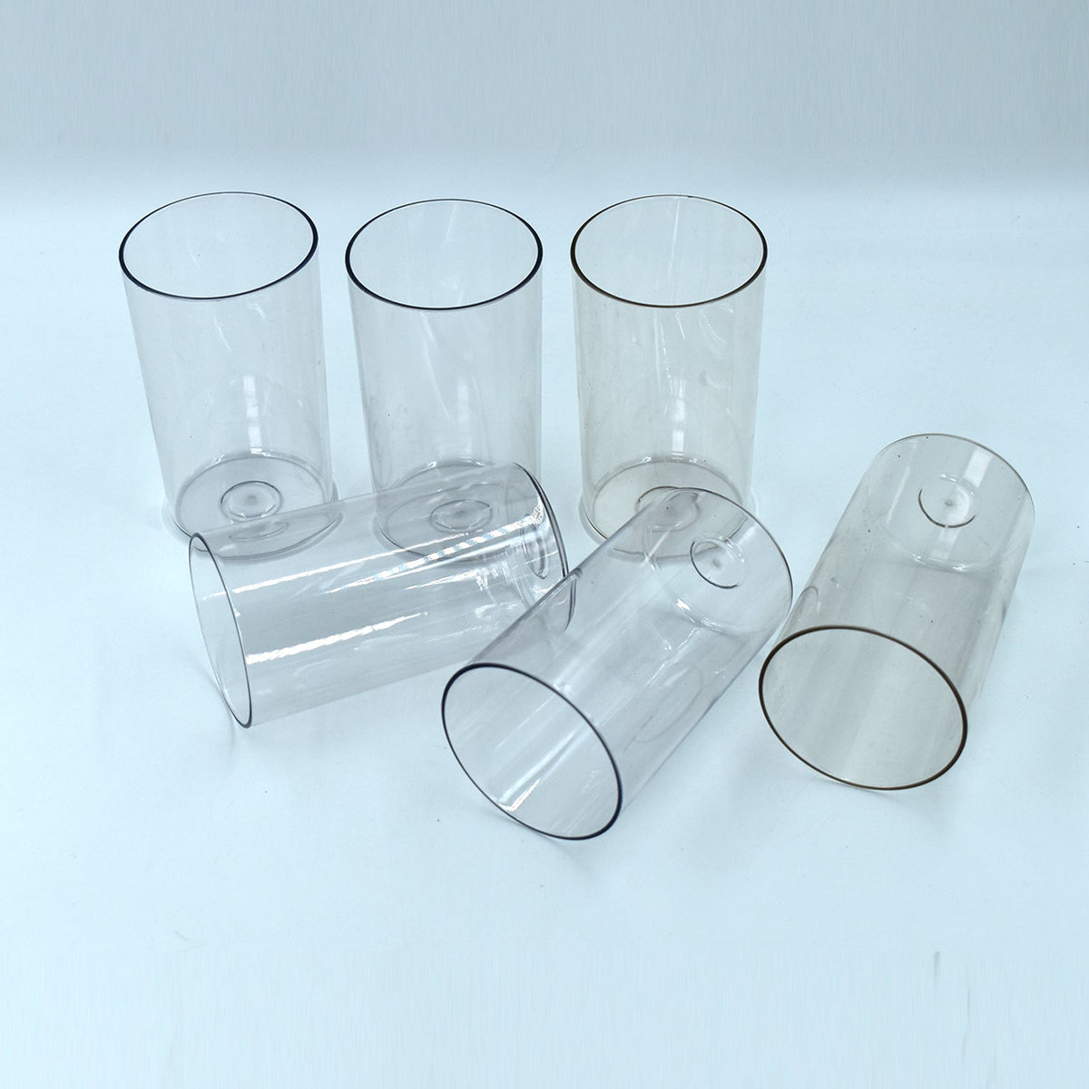 Ganesh Classic Plastic Glasses Set of 6 transparent tumblers, showcasing durability. Main image