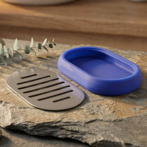 Compact plastic soap organizer tray for wash basin