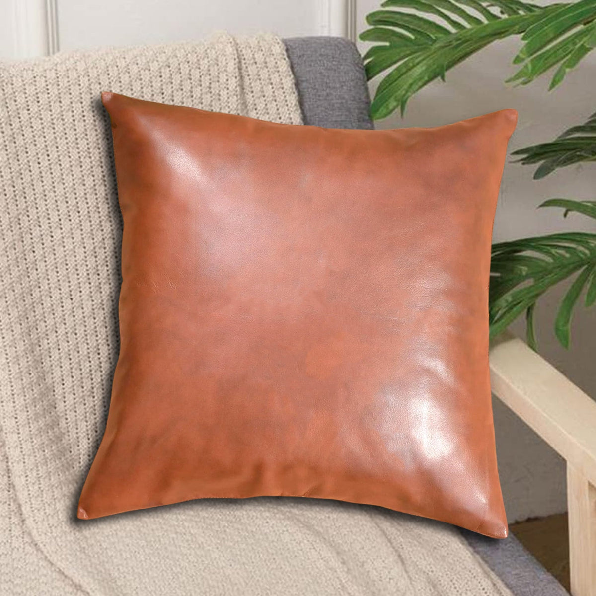 soft decorative pillow cover (60x60 CM) on a modern sofa, enhancing living room decor. Main image