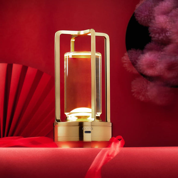 Crystal Table Lamp displaying its soothing warm yellow 3-color light mode.