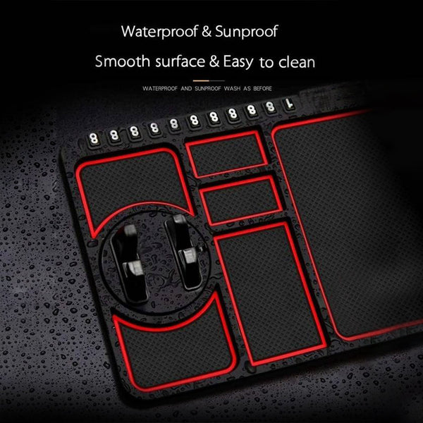 Portable car dashboard mat with anti-slip surface for phone and accessories