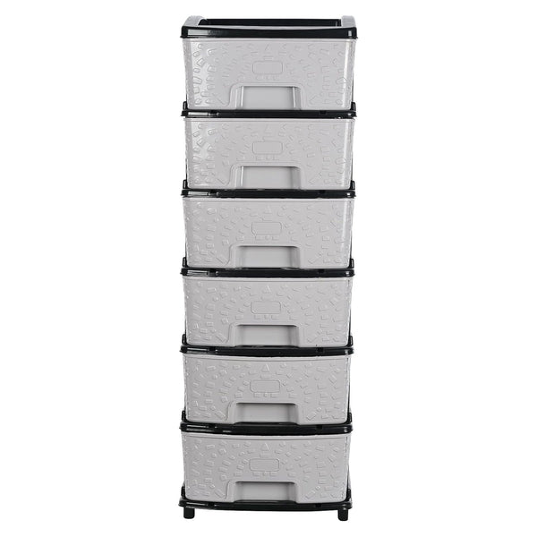 Stone wave design textured plastic drawers on 6-layer storage cabinet