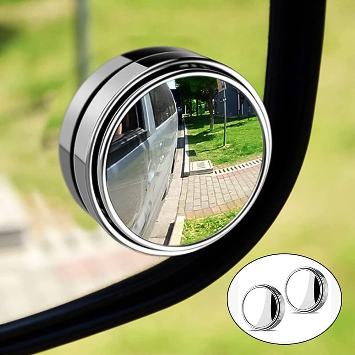 Round HD Car Blind Spot Mirror enhancing rear view visibility for safer driving. Main image