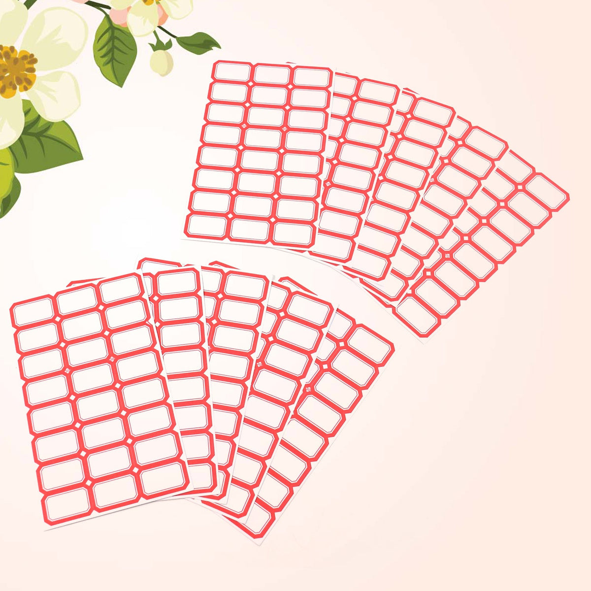 Pack of blank label sticker sheets with bold red border for office and home use Main image