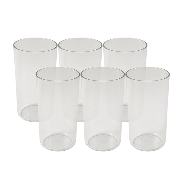 Solid clear tumbler made from heavy plastic with glass appearance