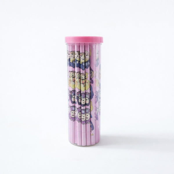 Graphite core wooden pencils with vibrant cartoon prints for kids