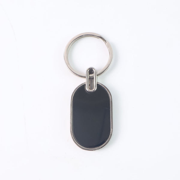 Monogram edge silver and black oval metal key holder accessory