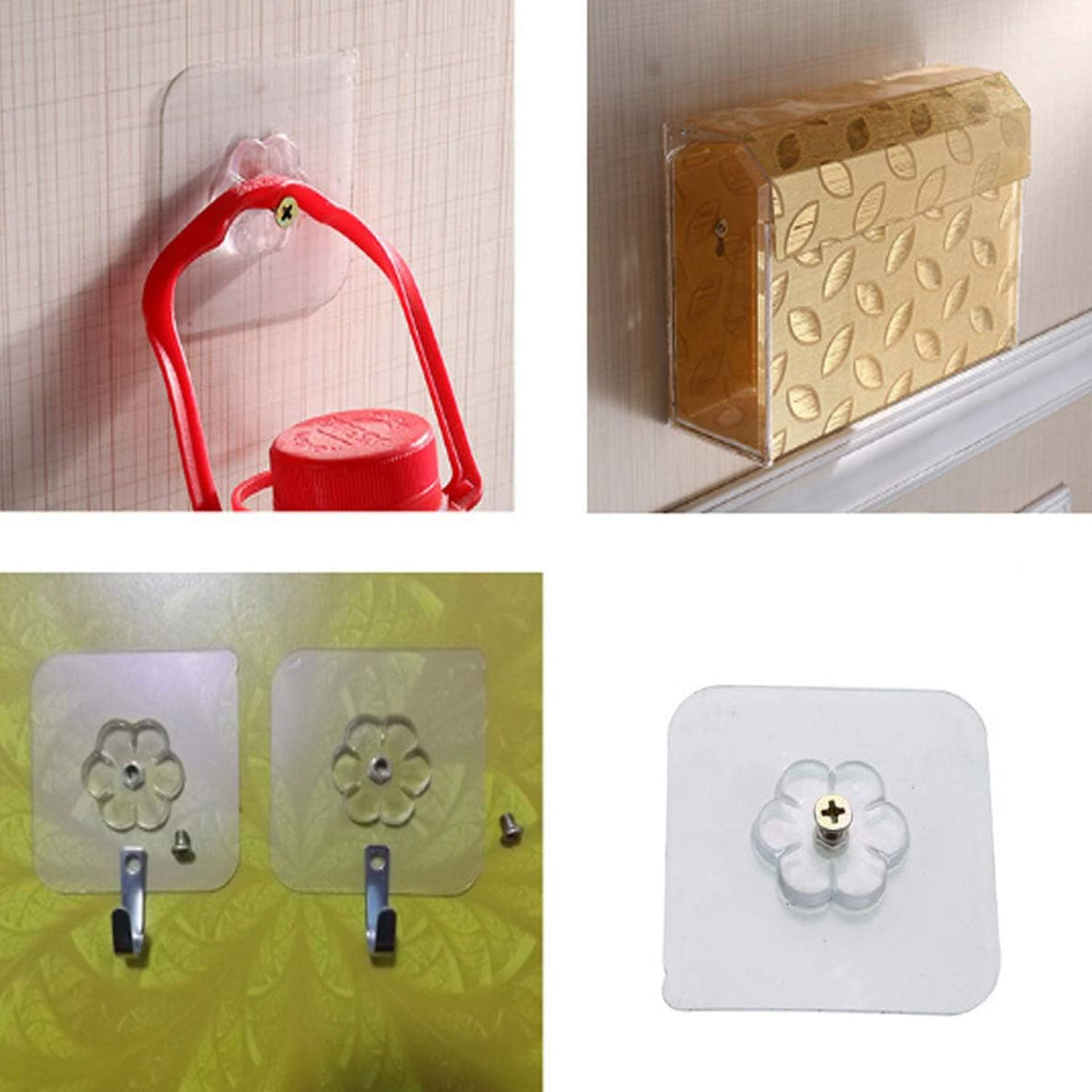 GlimmerHome Self Adhesive Hooks, screw nut and bolt type, on a white surface. Main image