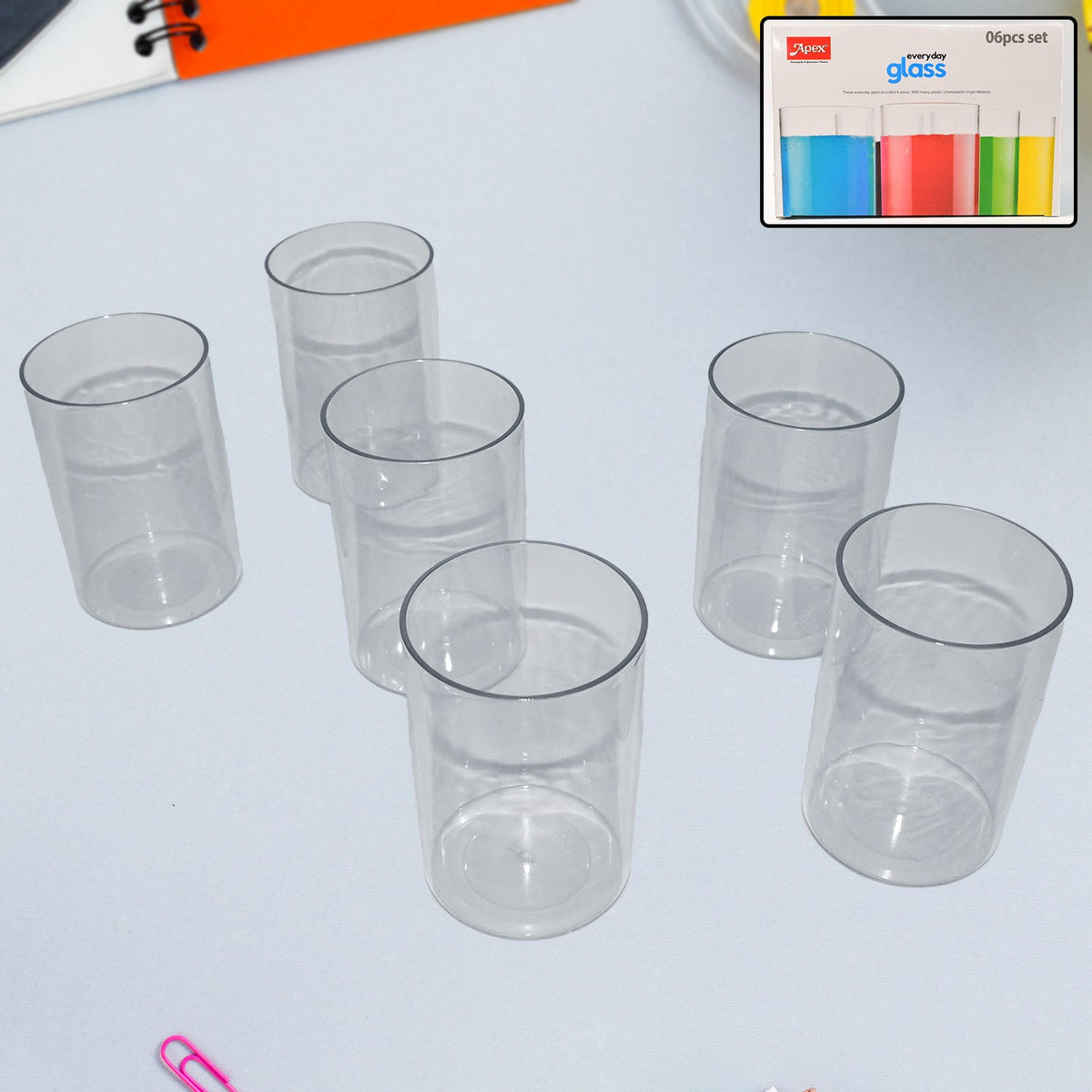 Durable plastic glass set tumblers with clear, glass-like finish Main image