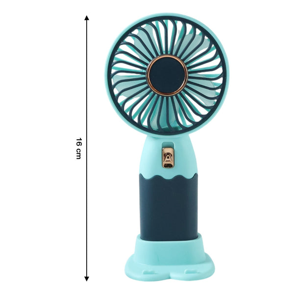 Black rechargeable portable mini fan with USB charging port