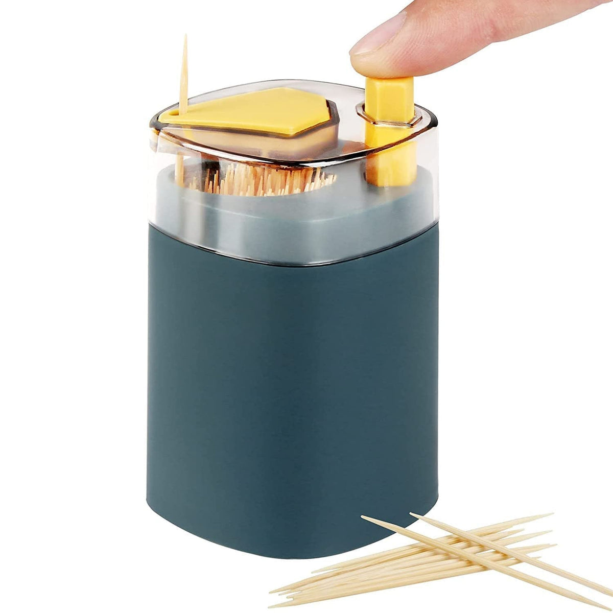 Automatic pop-up toothpick dispenser in white, ideal for kitchen counters. Main image