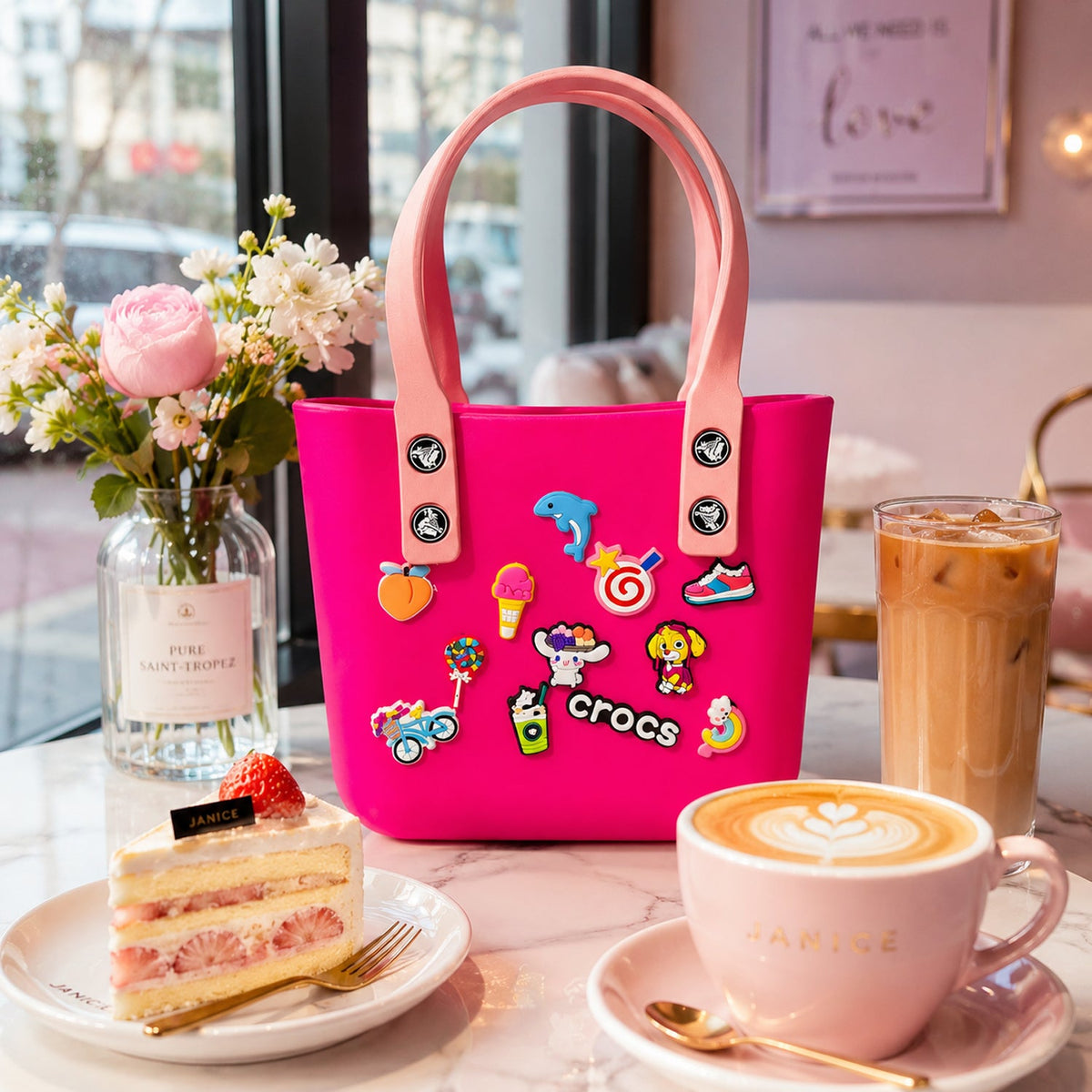 Stylish crocs style tote bag with trendy pattern Main image