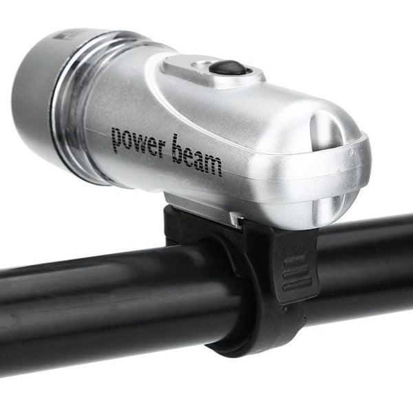 Side profile of the compact LED bicycle headlight with adjustable mount.