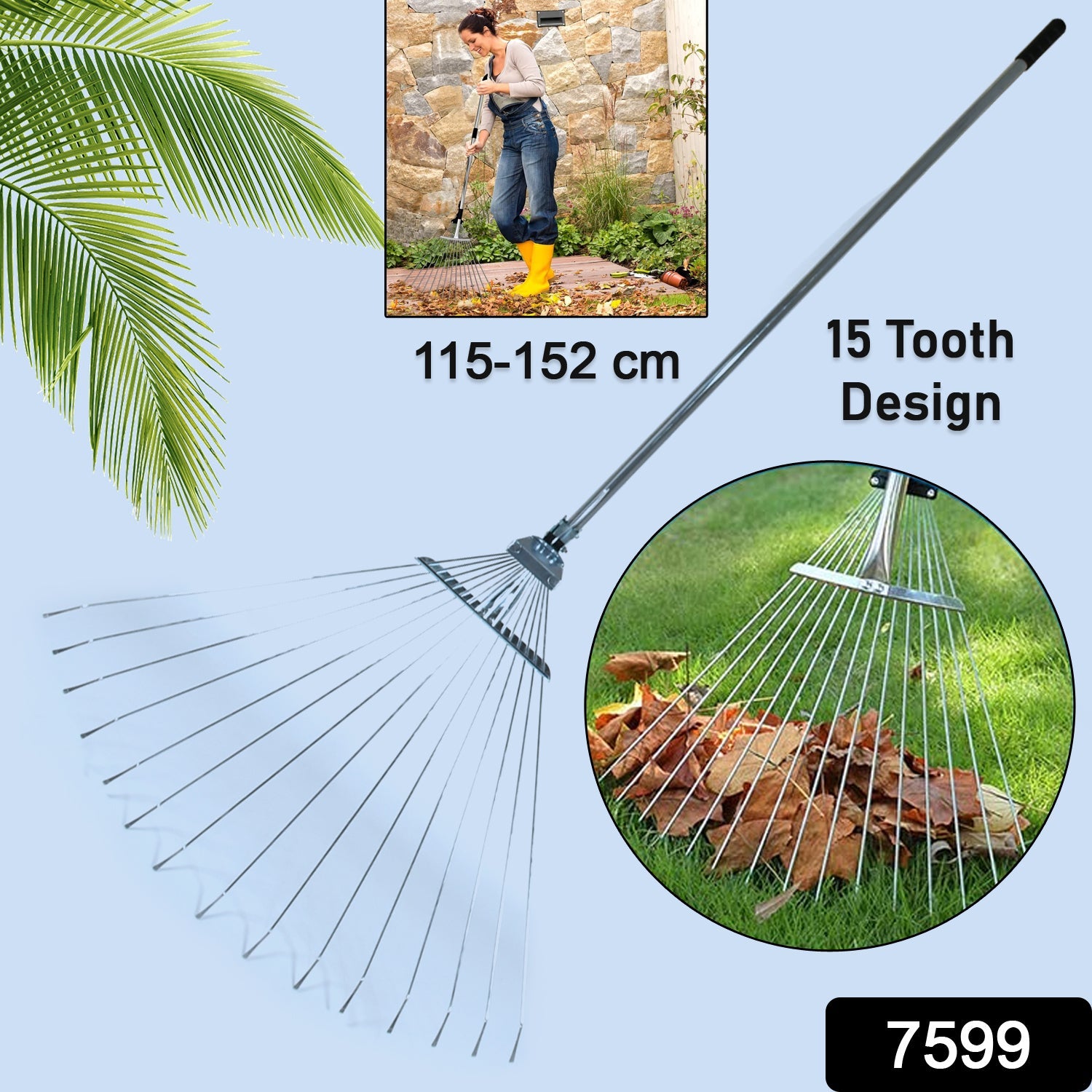 Adjustable Garden Rake – Telescopic Steel for Lawn Cleanup | Indo Glow Secondary image