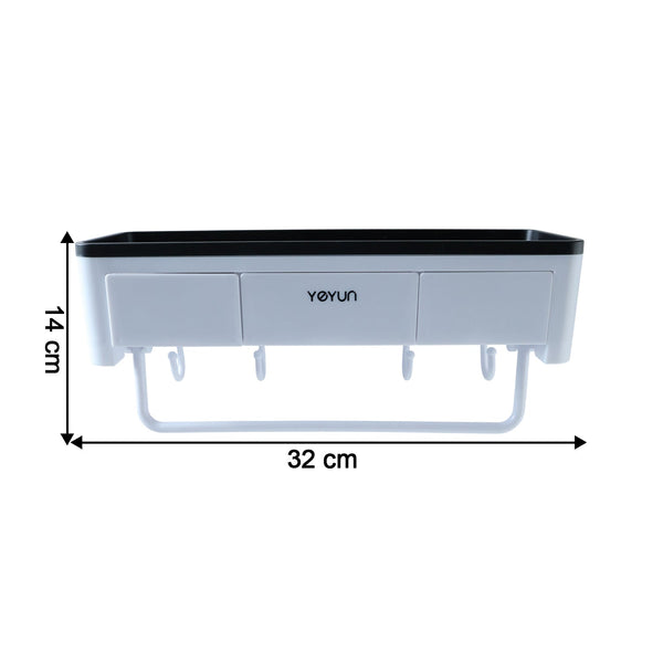 Neutral image of bathroom storage rack