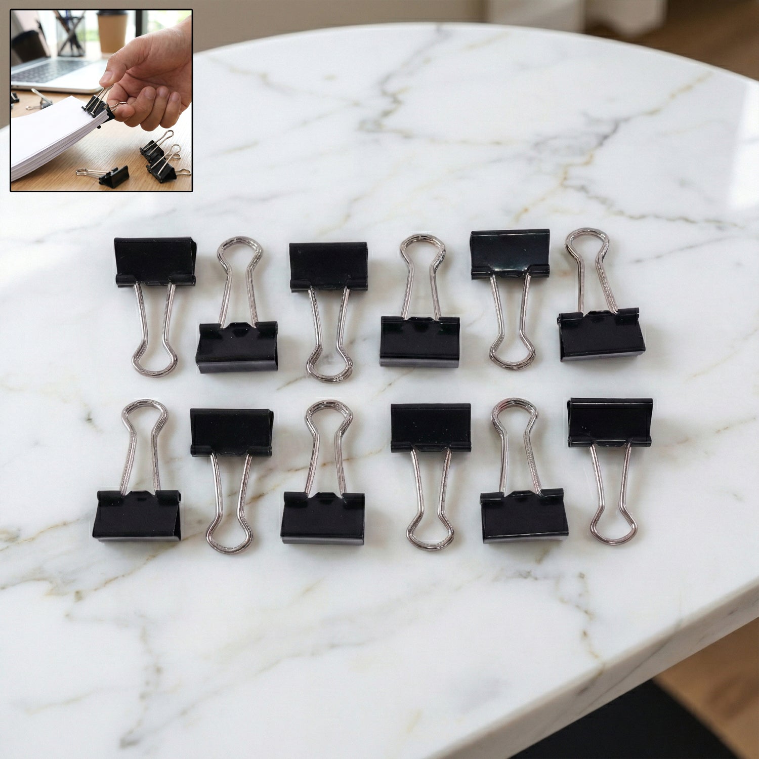 Black Metal Binder Clips 19mm – Strong 12-Piece Set Secondary image