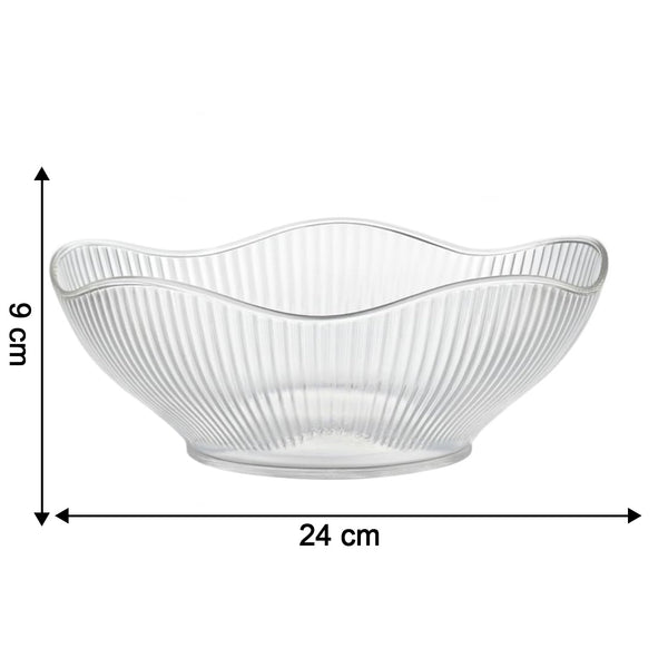 Empty plastic fruit storage basket with ripple design