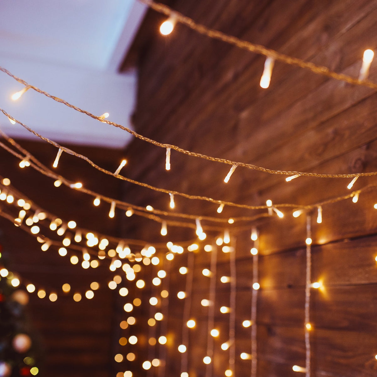 Bright 8-meter Diwali string lights illuminating an indoor setting. Main image