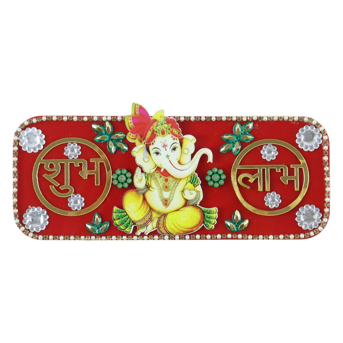 Traditional Shubh Labh decor with Lord Ganesha design for festive home decor Main image