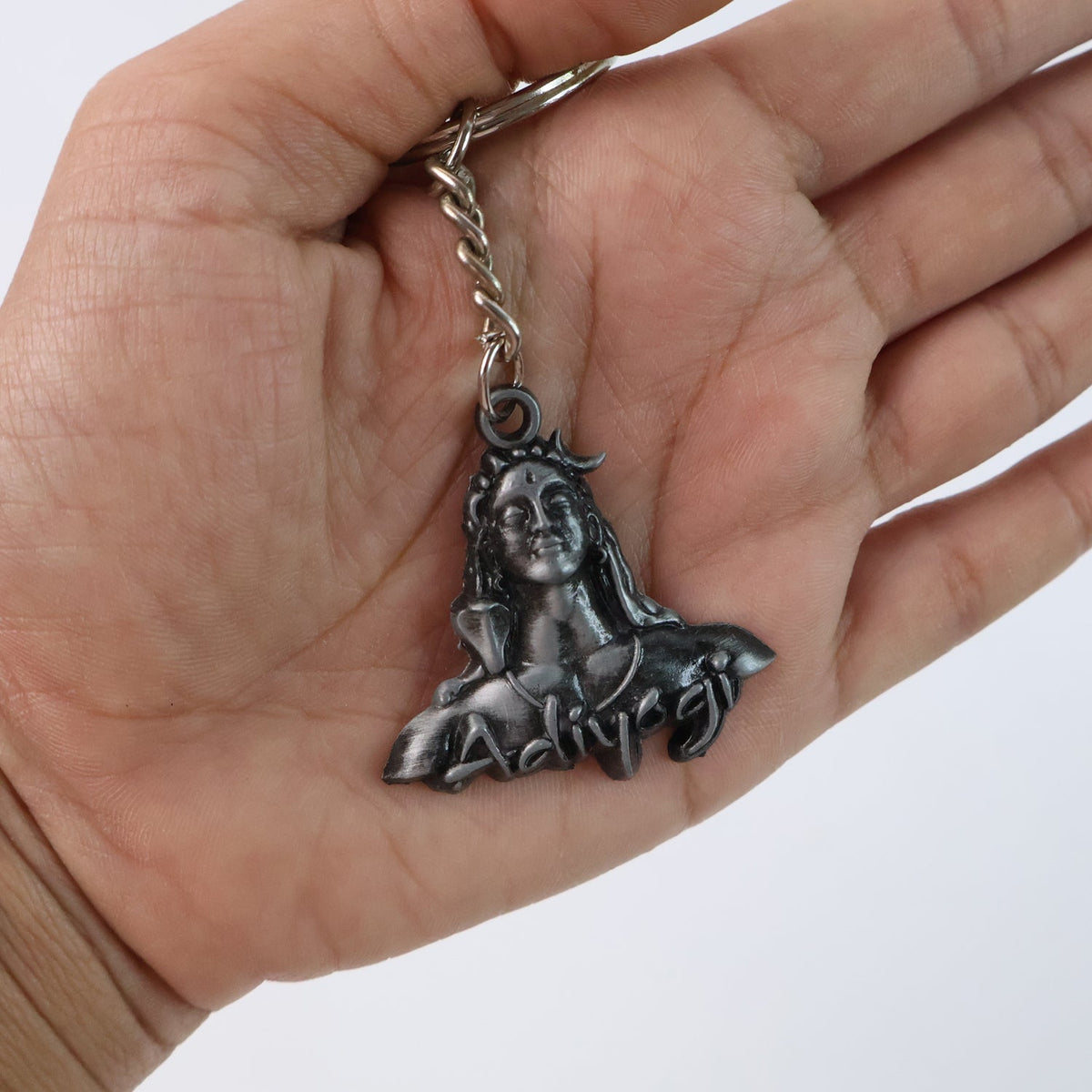 Close-up of Shiva Face Metal Keychain showing intricate craftsmanship Main image