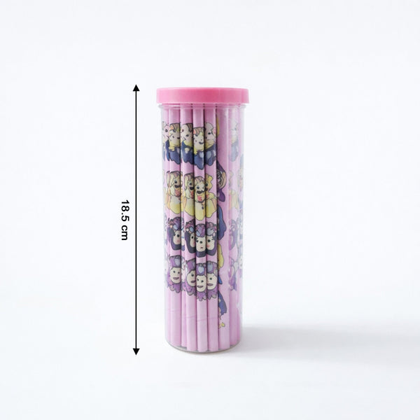 Assorted cartoon wooden pencils in a pack for kids and students