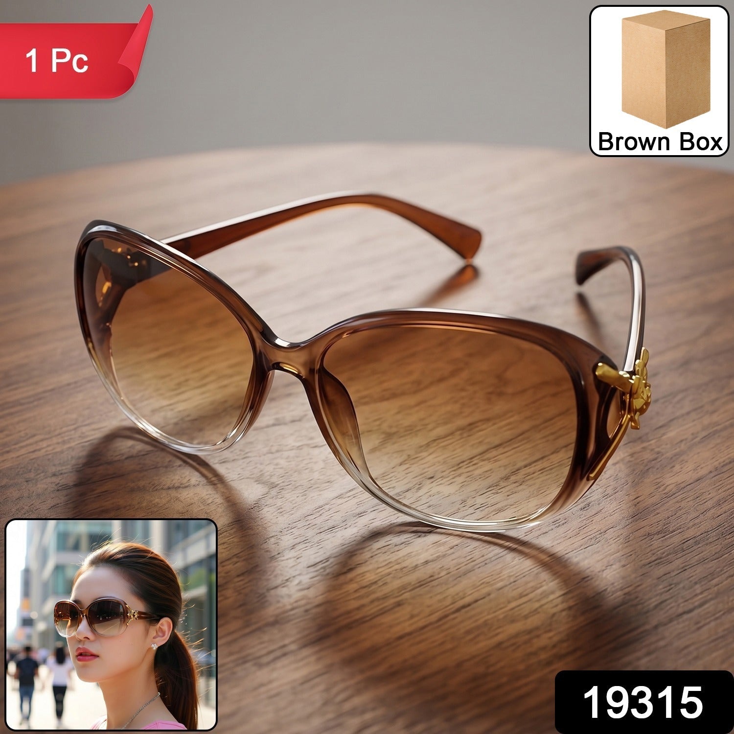 Oversized Sunglasses for Women – Trendy Gradient Lenses & Gold Accents Secondary image