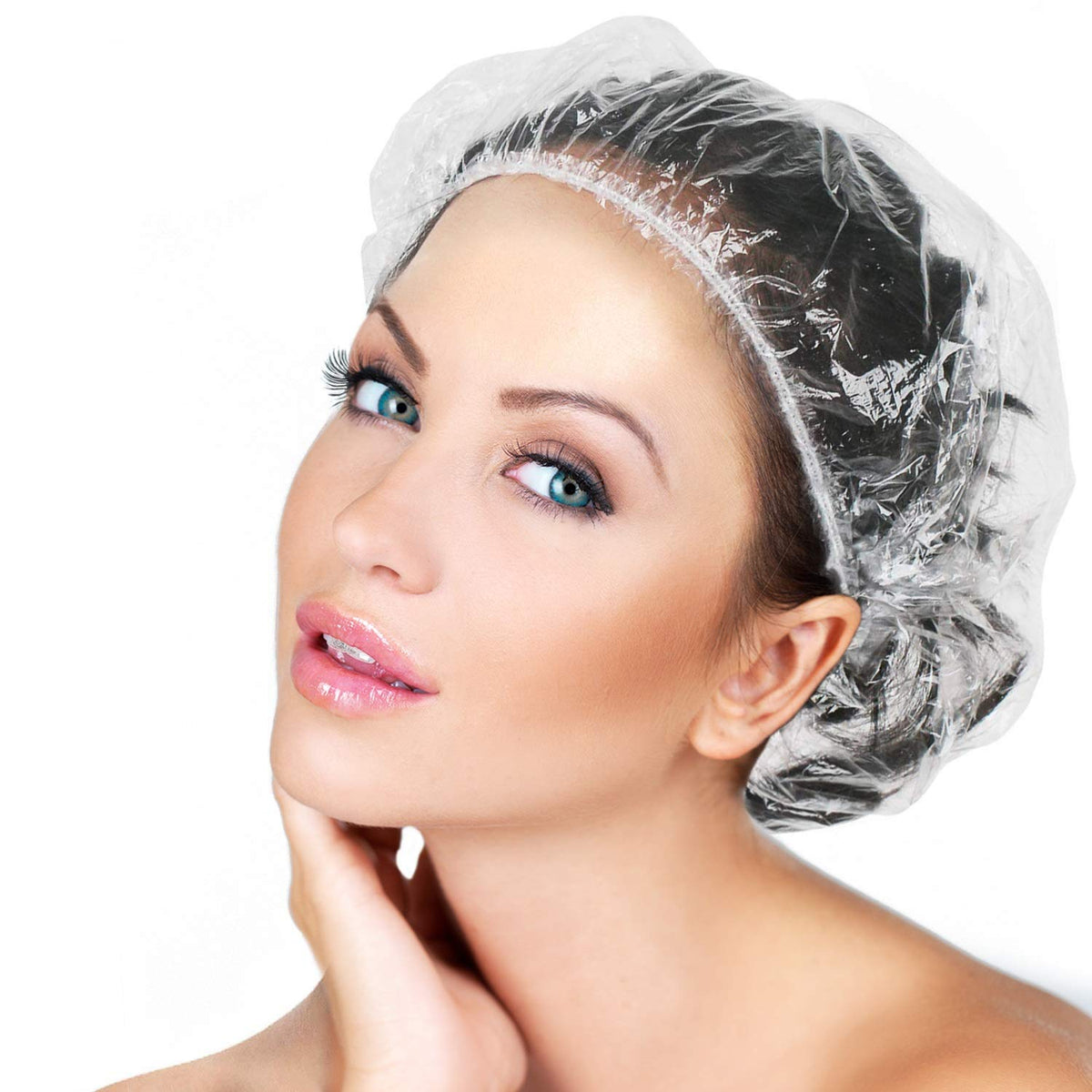 VelvaBloom large disposable shower caps, ideal for women's hair protection. Main image