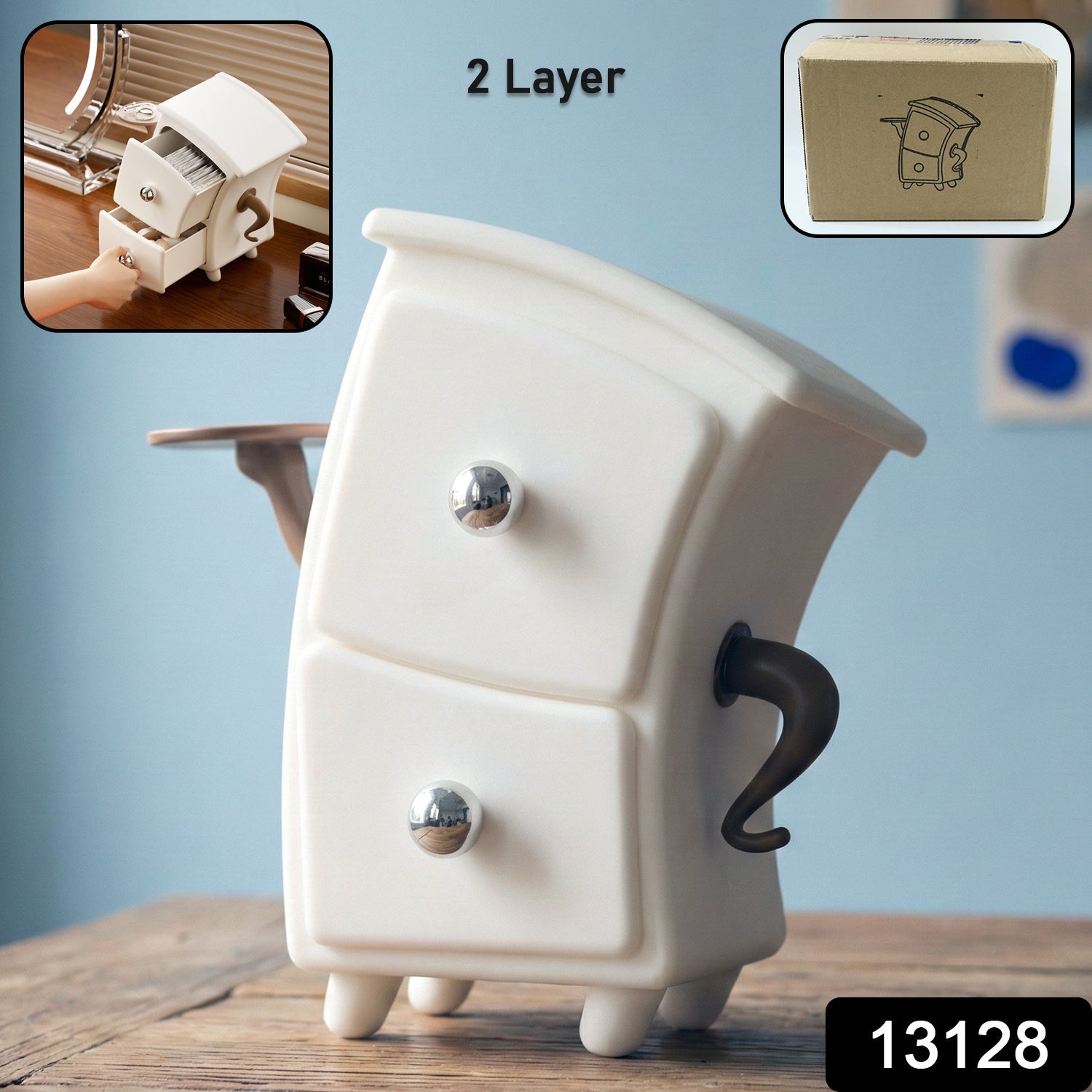 Desktop Storage Drawer Organizer – 2 Layer Compact Cabinet Secondary image