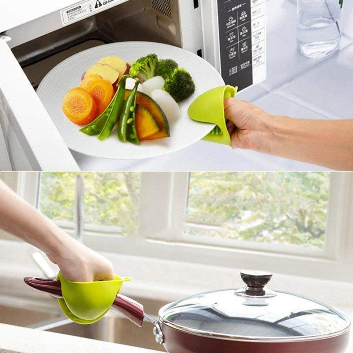 Bright red silicone heat resistant potholder with a textured grip. Main image