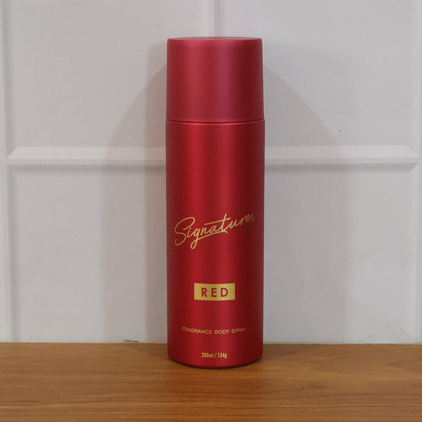 Signature red fragrance spray bottle design