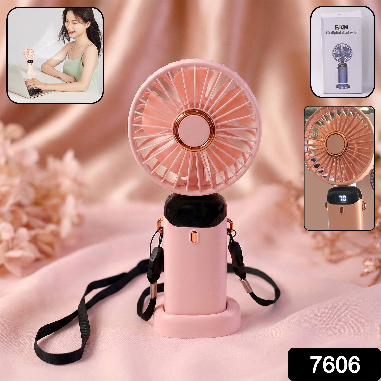 Rechargeable Handheld Fan – Portable Personal Cooling with Digital Display Secondary image