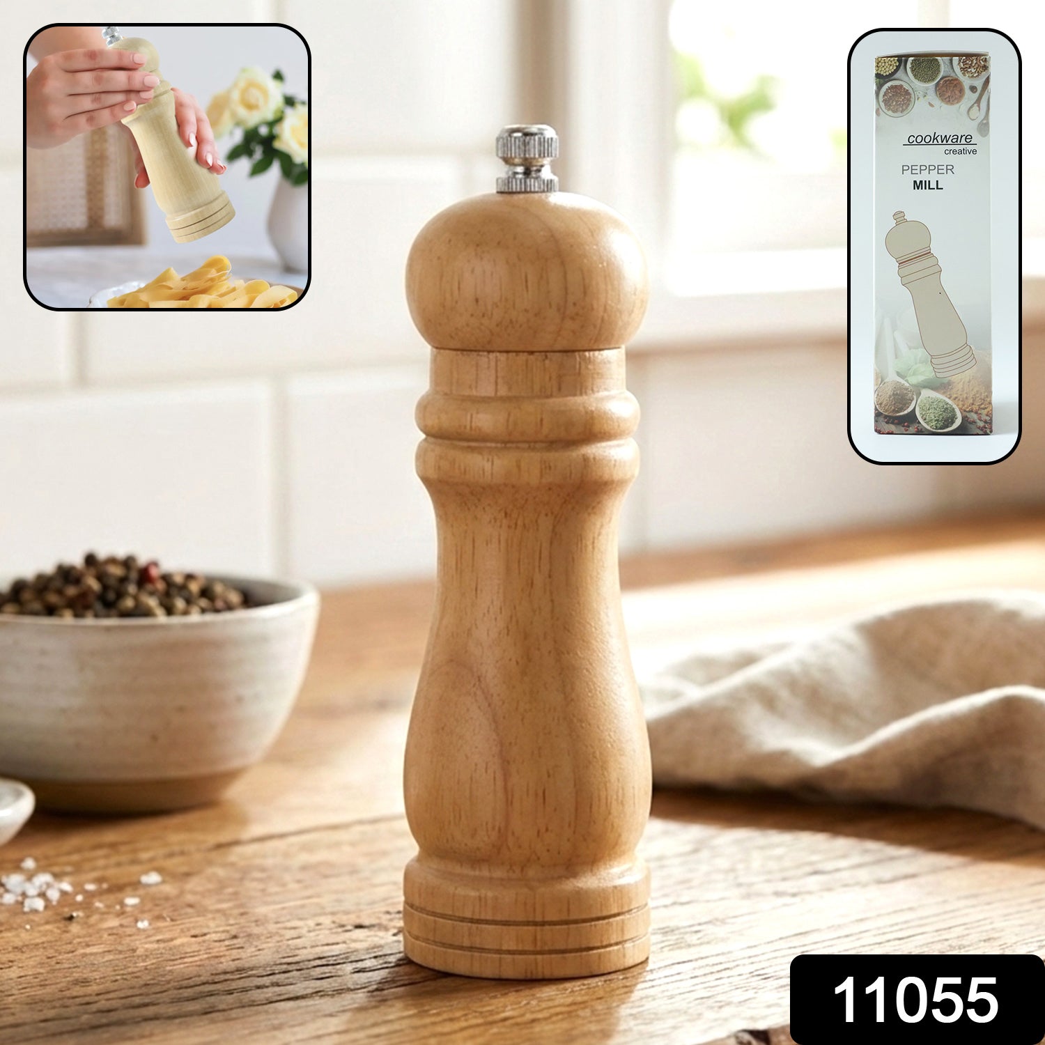 Wooden Manual Pepper Grinder – Adjustable Coarseness for Fresh Spice Secondary image
