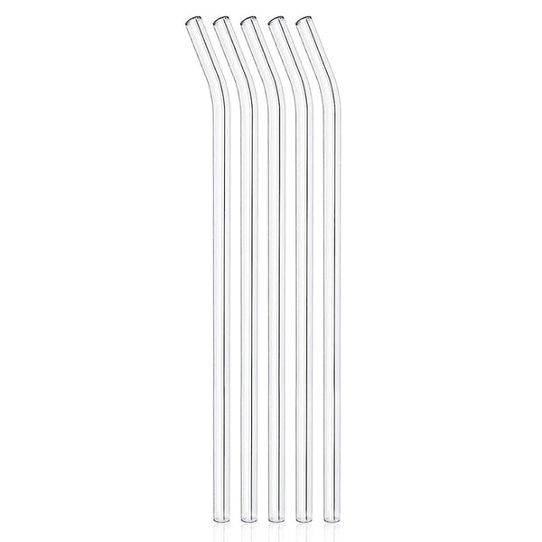 Sleek design of reusable clear glass straws, eco-friendly and dishwasher safe