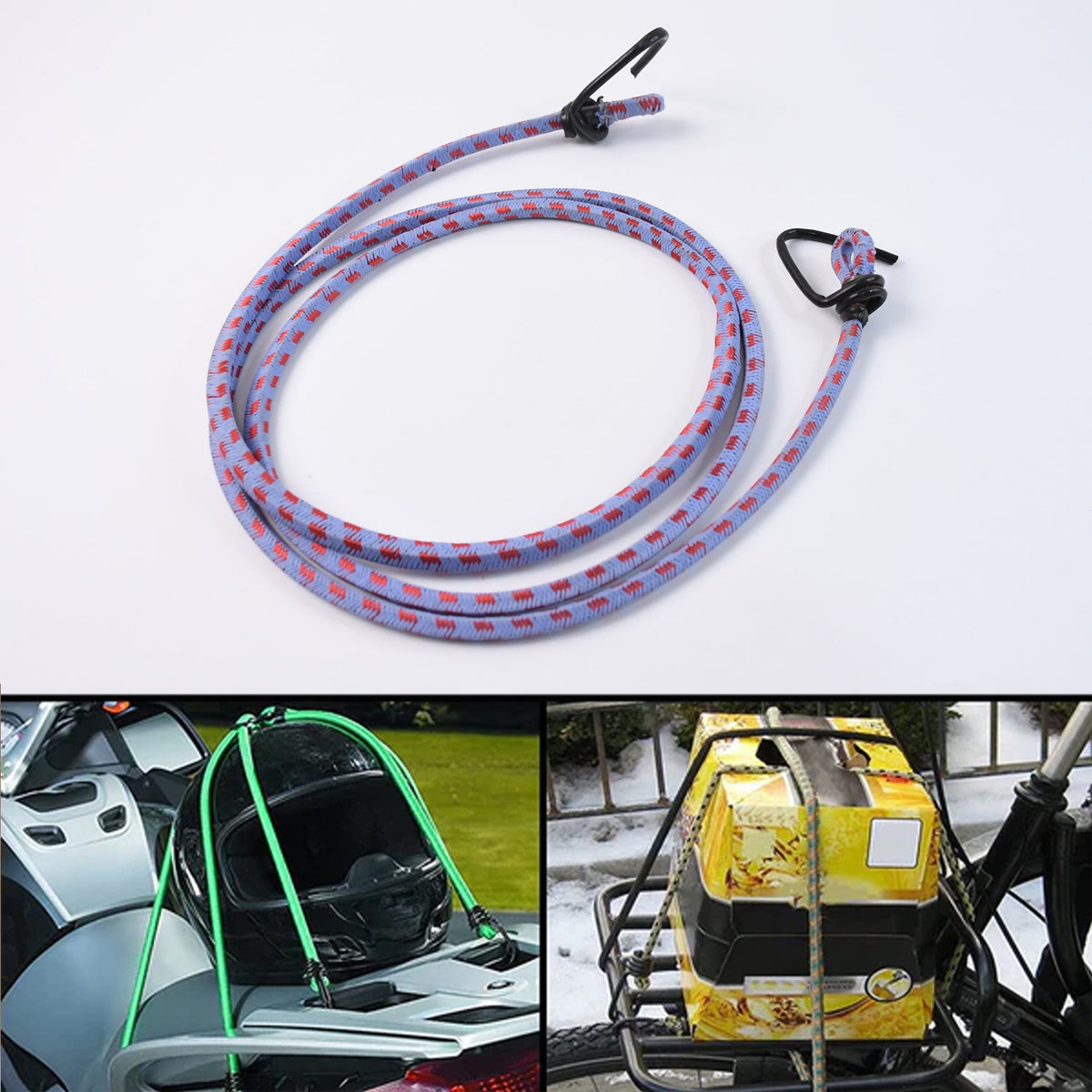 Vibrant multicolor elastic luggage strap with secure plastic hooks. Main image