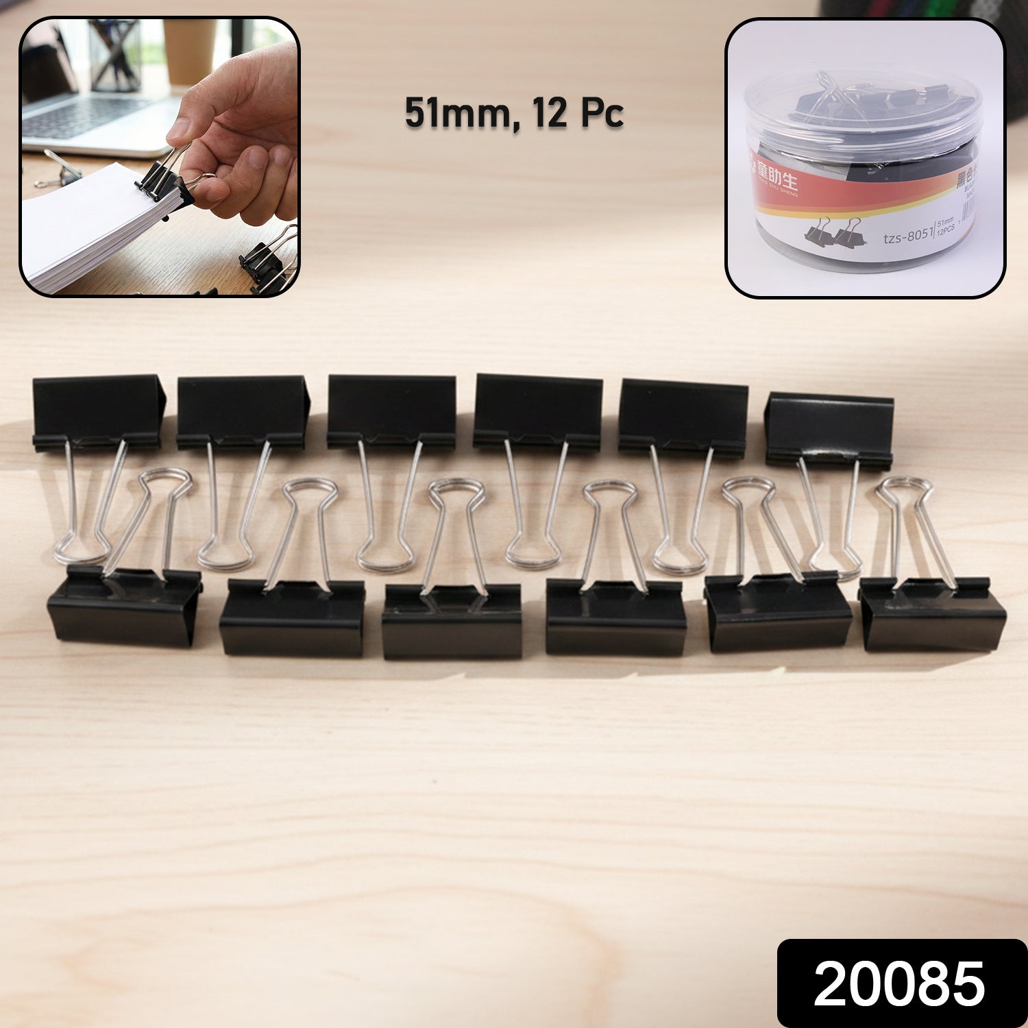 51 mm Large Binder Clips – Strong Secure Paper Holders (12 Pc Set) Secondary image