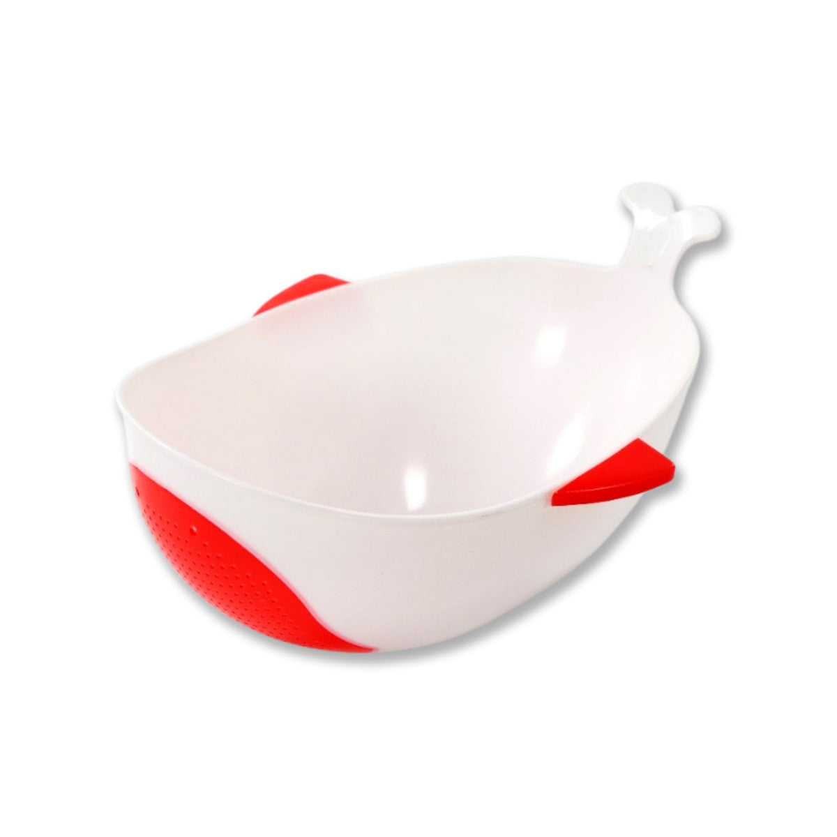Ergonomic fish-shaped rice drainer in vibrant color for kitchen use. Main image