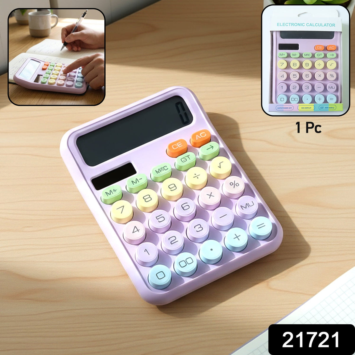 Electronic desktop calculator with large digital display for clear viewing Main image