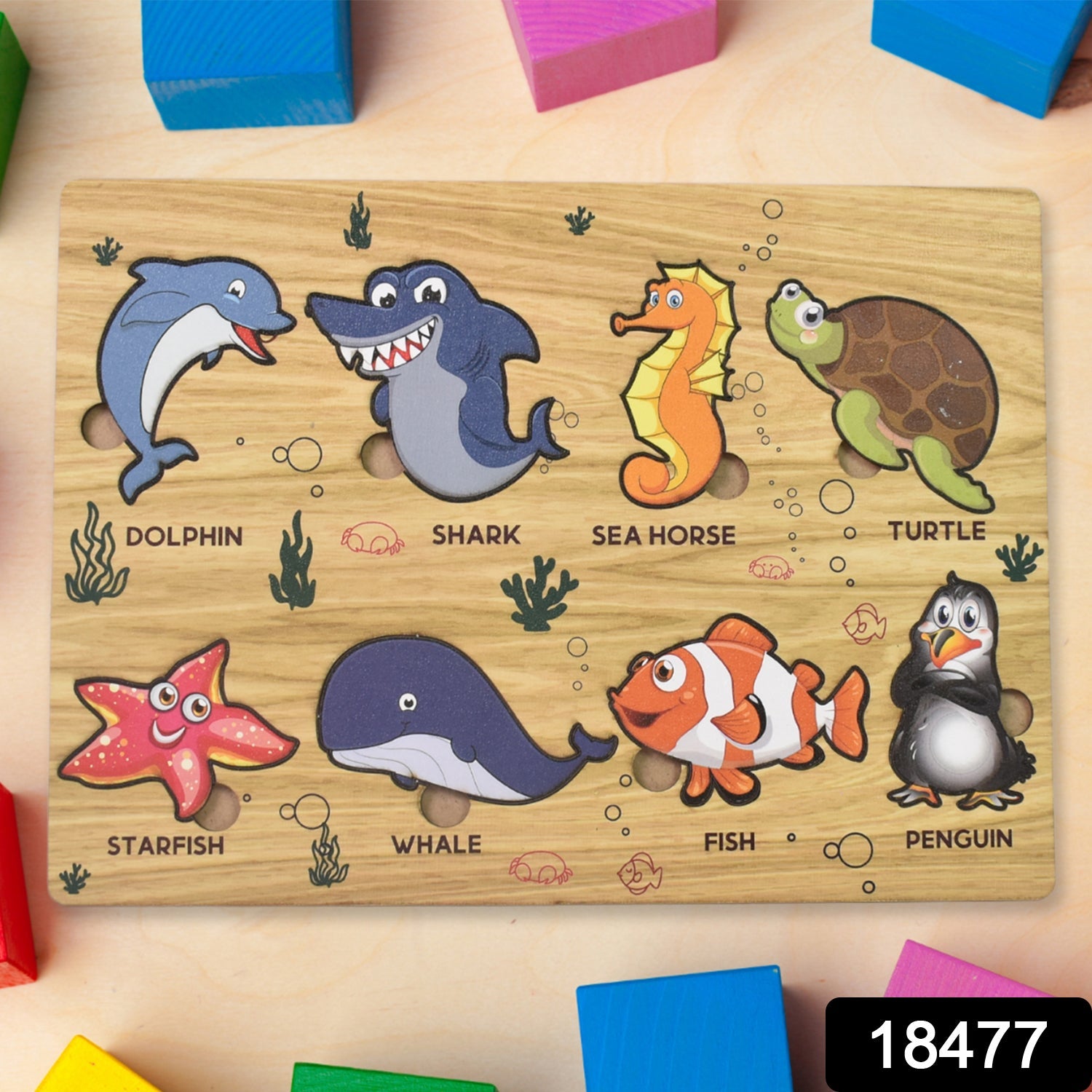 Wooden Sea Animal Puzzle – Educational Toy for Kids | Inventive Play Secondary image