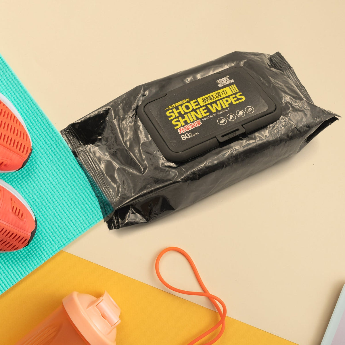 Travel-friendly shoe cleaning wet wipes pack for instant shoe care. Main image