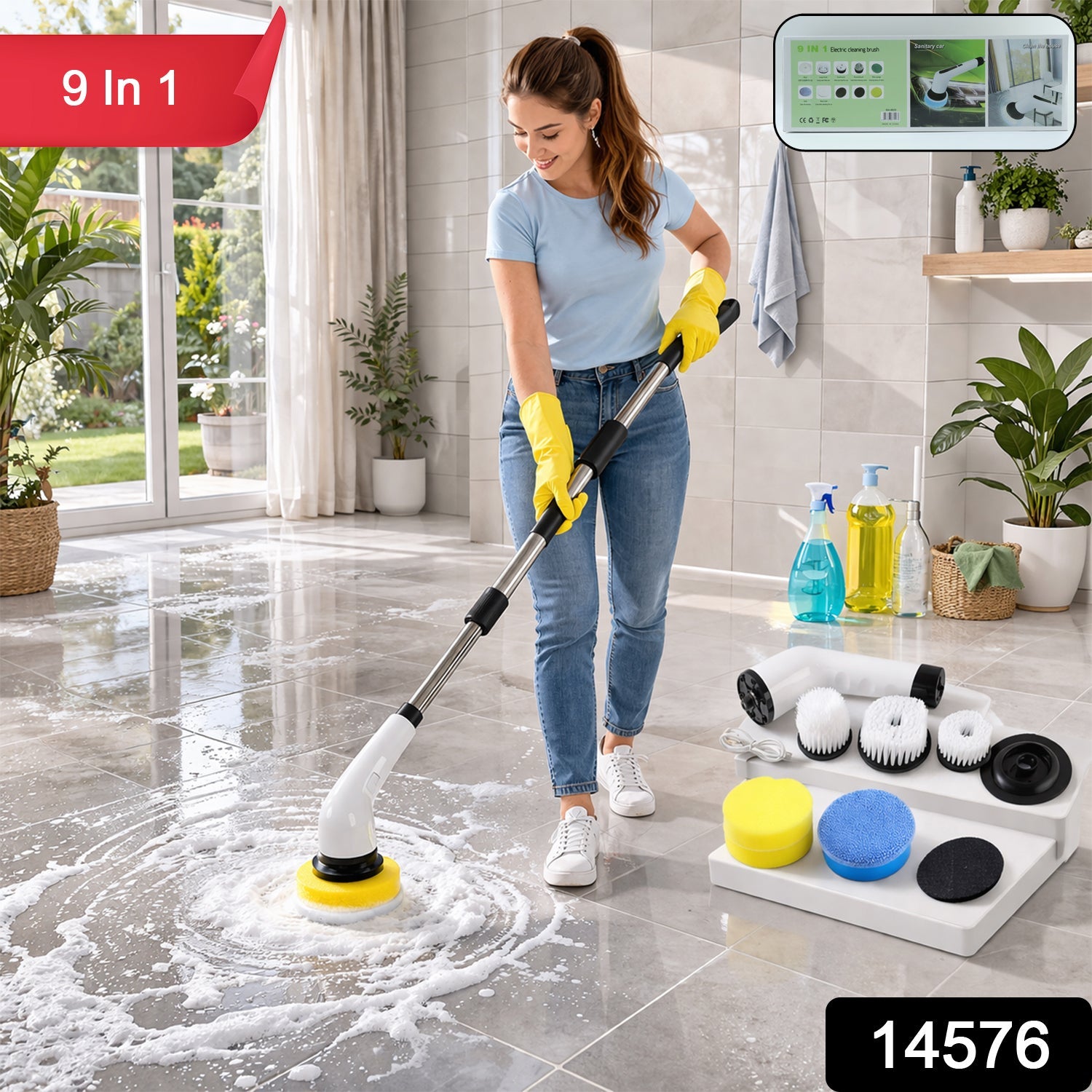 Electric Spin Scrubber – Cordless 9-in-1 Cleaner with Telescopic Handle Secondary image