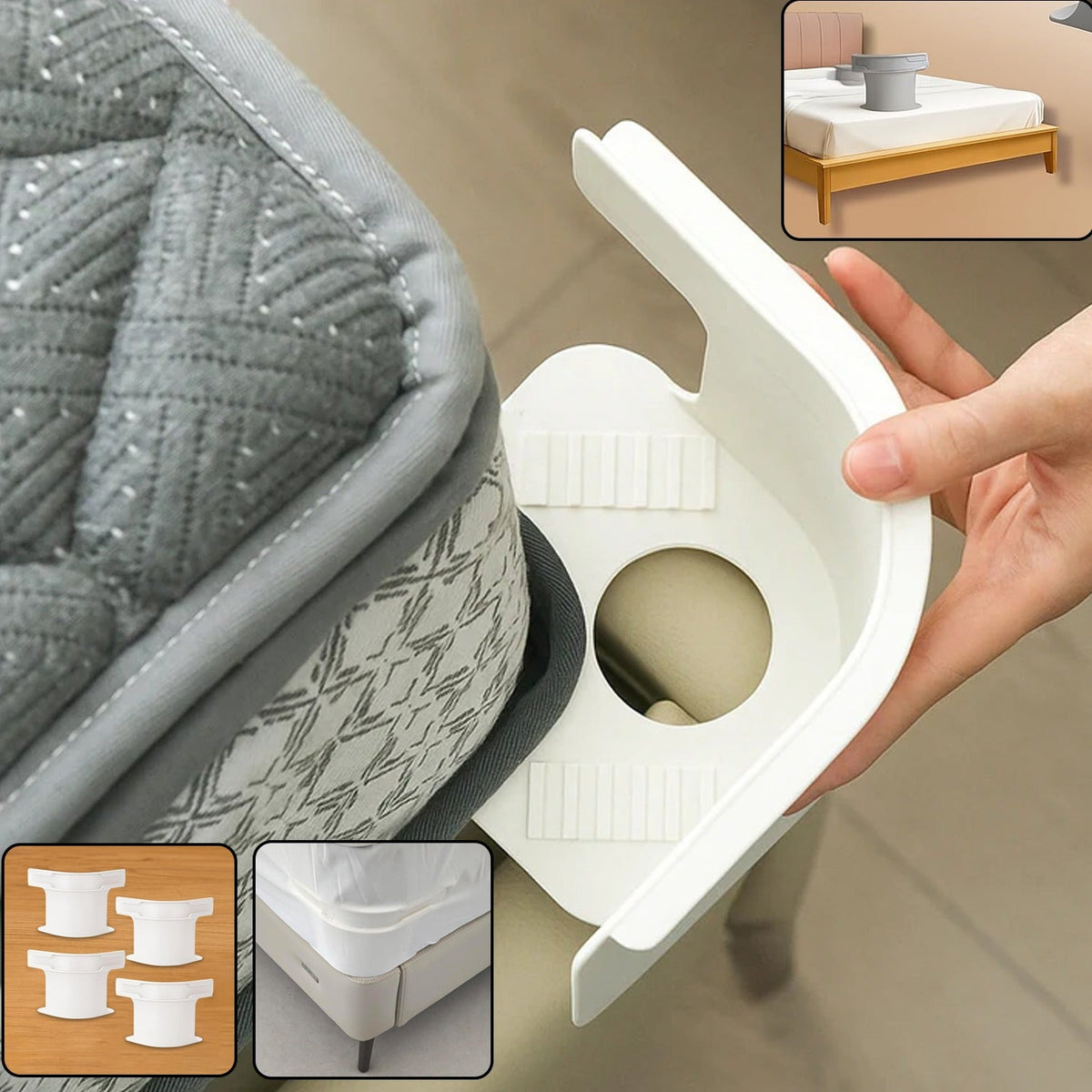 Plastic bed sheet holders providing strong grip and wrinkle-free mattress sheets Main image