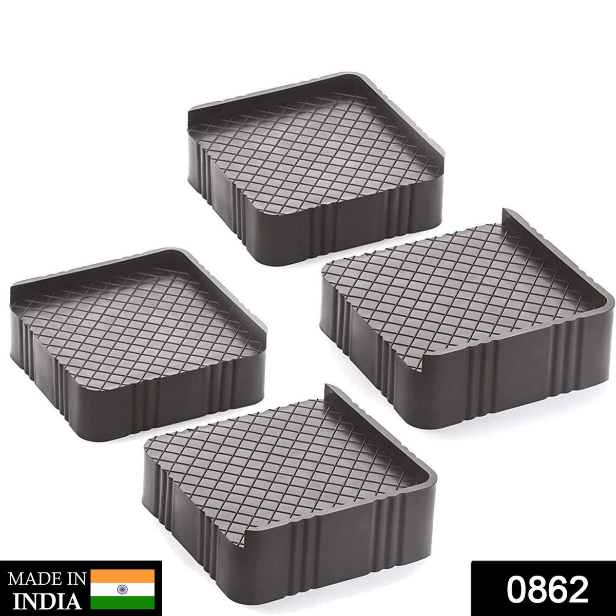 Four-piece refrigerator base stand set for washing machines and appliances. Main image