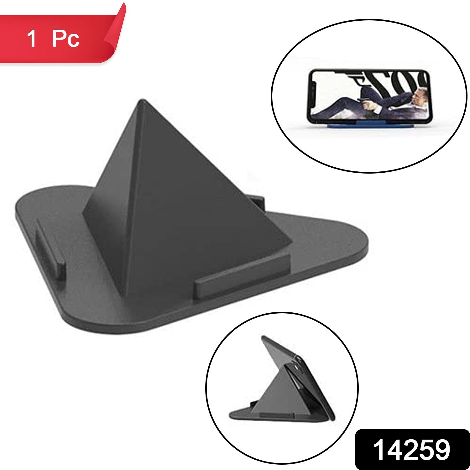 Black Pyramid Mobile Stand – 3 Adjustable Angles for Smartphones & Tablets Secondary image