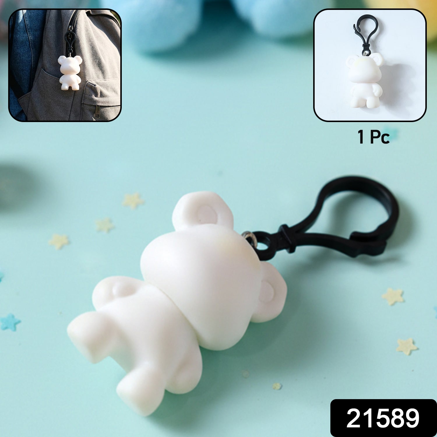 Bear Figure Keychain – Cute Cartoon Clip Charm Secondary image